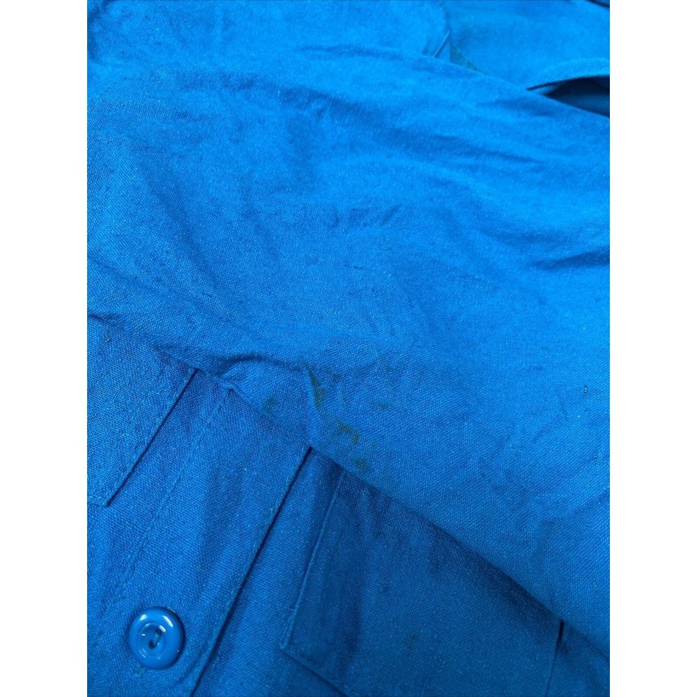 VTG Naturelle George Georgiou Teal Raw Silk Jumpsuit Chest Pockets One Piece S - Picture 13 of 15